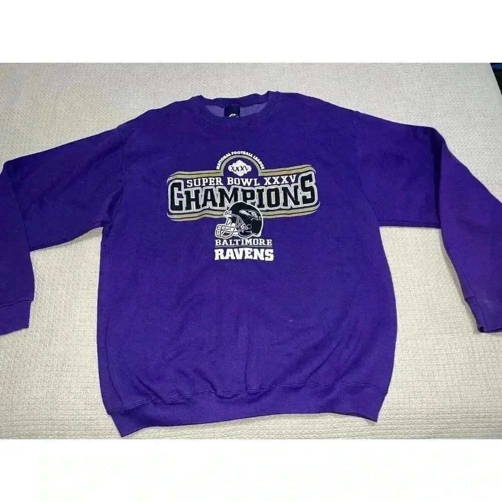 VTG‎ 2001 Baltimore Ravens Pro Player Sweatshirt Super Bowl XXXV Champions Sz XL